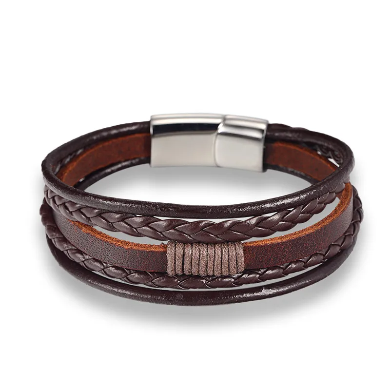 MKENDN мужские ювелирные изделия Pulsera ручной работы Многослойные черные браслеты из