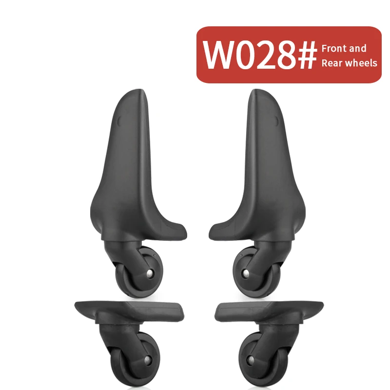 W028(4Wheels)Black Сменные багажные колеса, аксессуары для чемоданов, ремонт, ручная 360 Спиннер, ролики, части тележки, шкив для багажа, модные колеса - Цвет: W028(4Wheels)Black