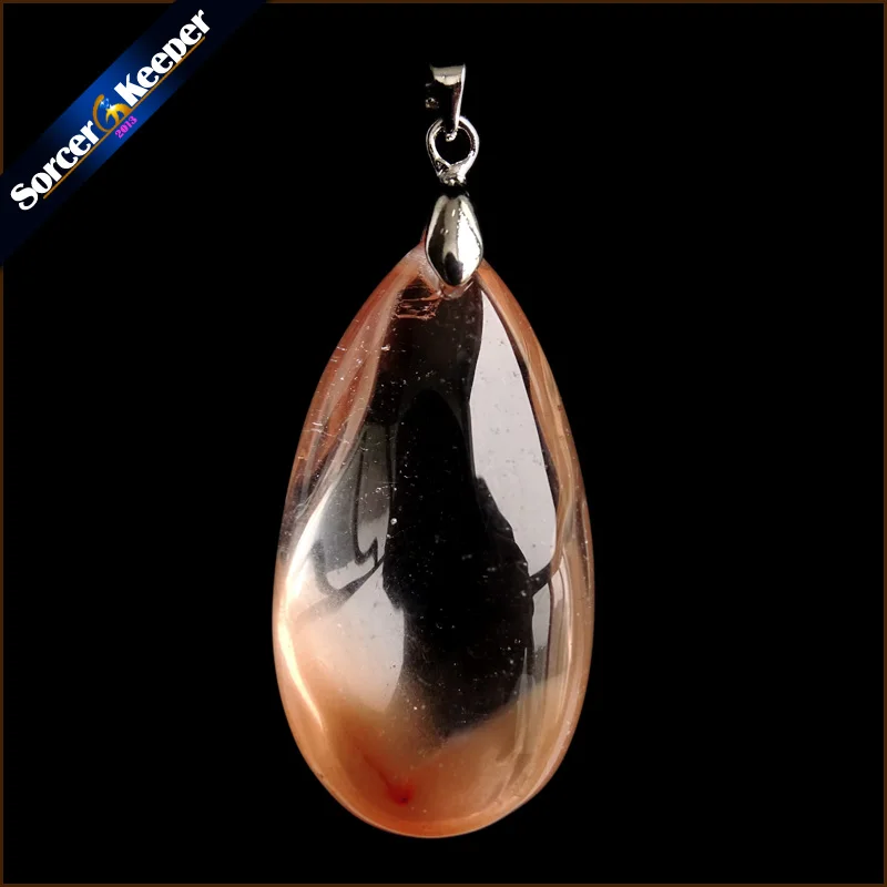 Для женщин Jewelry Цепочки и ожерелья Мода Редкие натуральный камень красный кролик волосы мех Рутиловый Кварц полированный кулон YS241