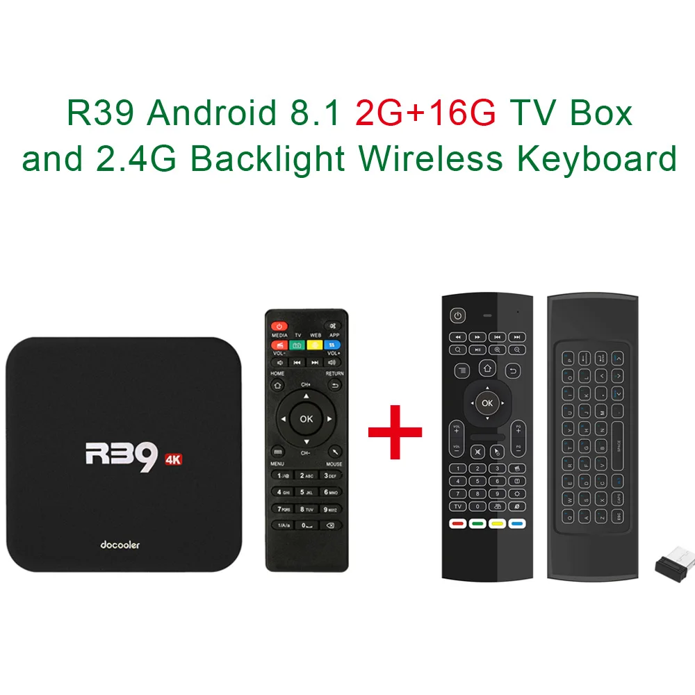 2G16G ADD air mouse Docooler R39 Android 8,1 tv Box RK3229 четырехъядерный процессор для Смарт ТВ Android Box 4K 2 ГБ/16 Гб WiFi H.265 HD медиаплеер PK X96 Box tv - Цвет: 2G16G ADD air mouse