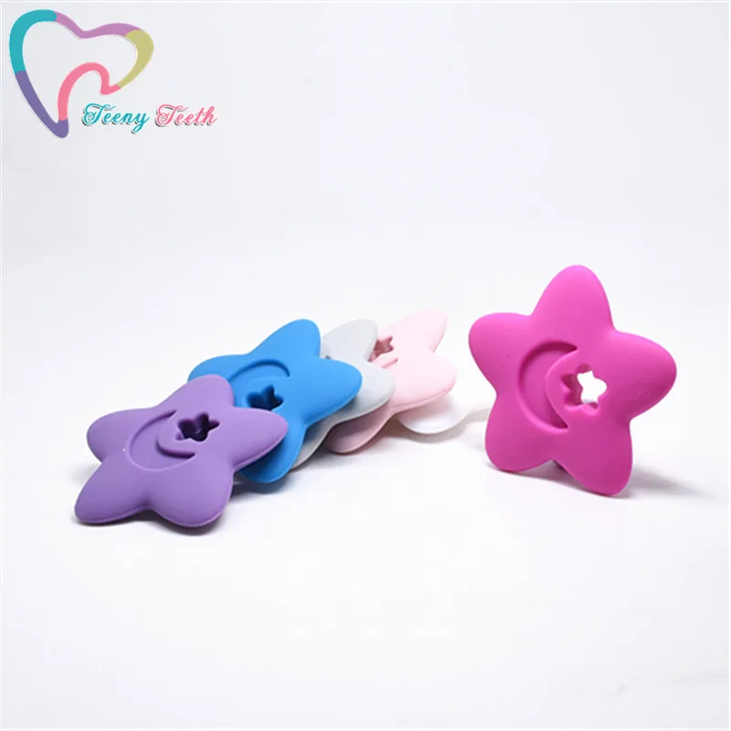 5 PCS BPA Free Silicone Star Teether Beads Chew Teething Nursing Toys For Baby Pacifier Clip Chain Accessories | Украшения и