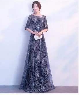 navy blue DongCMY новые формальные длинные вечерние платья вечерние abiye Star robe de soiree Vestidos платье для выпускного вечера - Цвет: navy blue