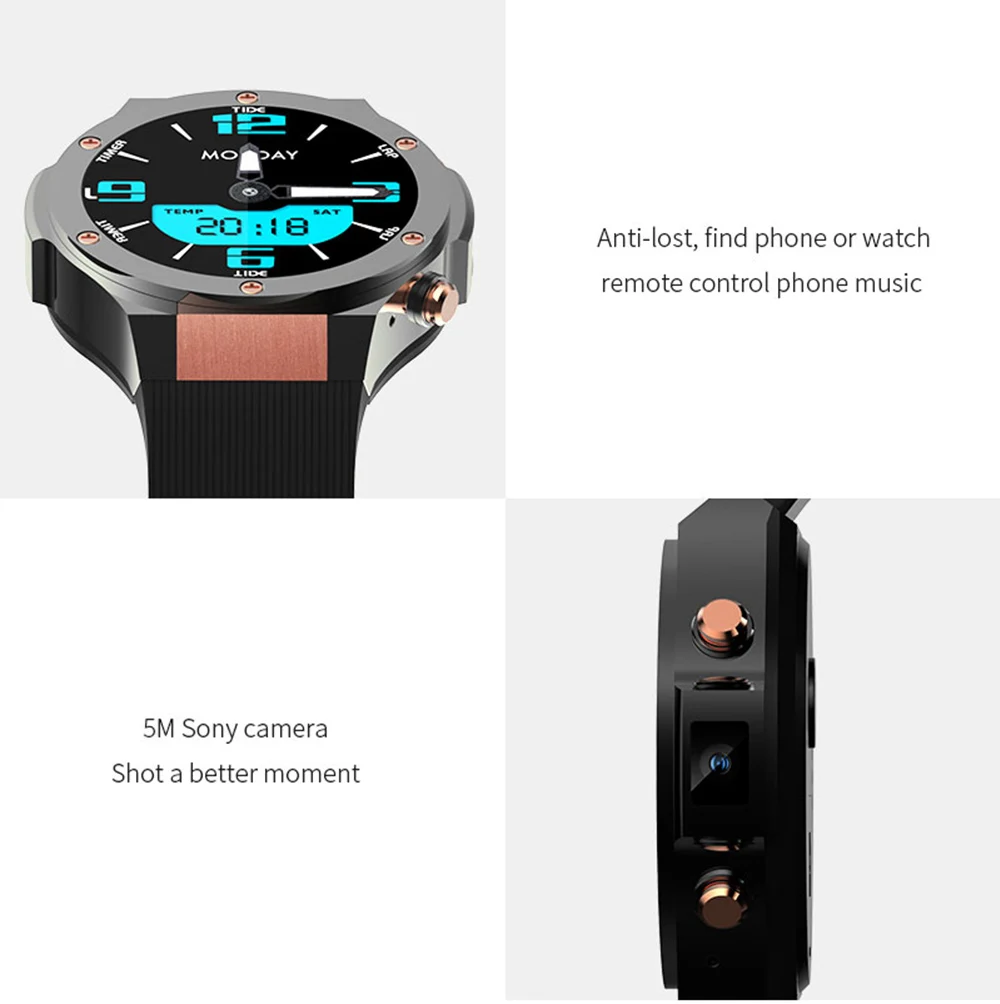 Microwear H2 android ios 1 г + 16 ГБ Смарт часы 39 дюймов mtk6580 SmartWatch телефон Wi Fi gps 4 ядра 5.0MP Камера