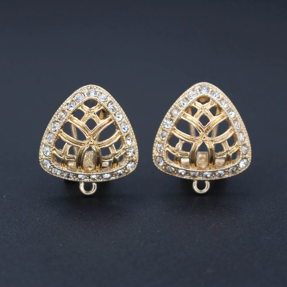 Серьги-гвоздики клипсы Post филигранная треугольная основа с петлей вешалка