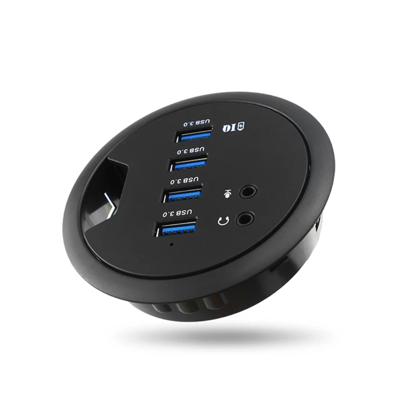 

Newest Esloth 92*78*24 mm USB3.0 Hub Computer Desk Hole Splitter Support Data Read Charge Extended PC Audio Microphone Interface