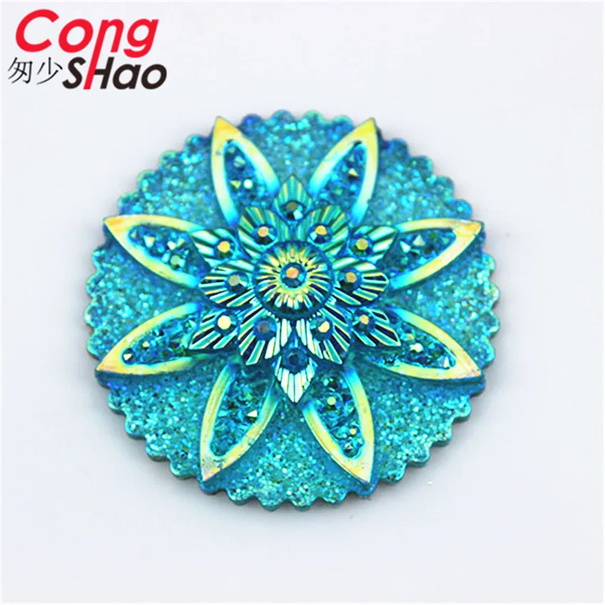 Cong shao 30 шт. 30 мм AB круглые цветы смолы горный хрусталь аппликация Flatback камни и кристаллы кнопки для рукоделия одежды DIY CS528