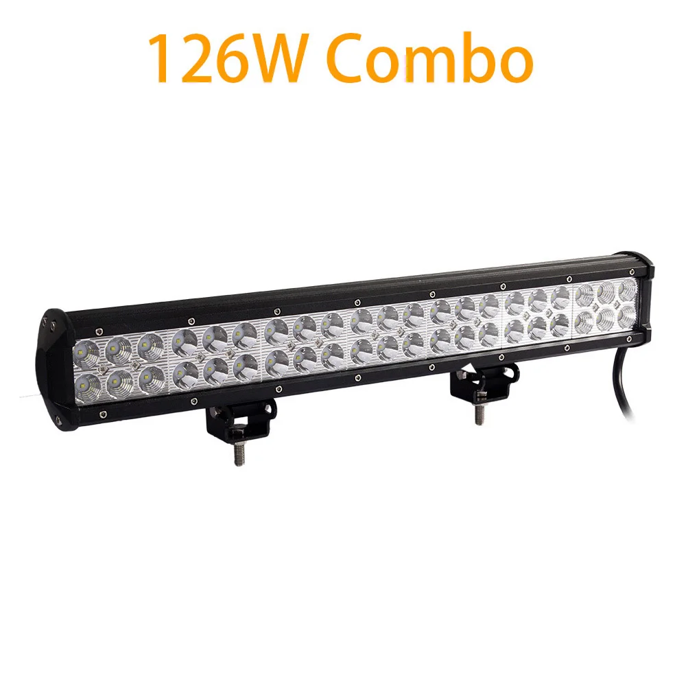 20 inch 126W Combo Светодиодный фонарь для внедорожника, 4WD, для грузовика, трактора, лодки, прицепа, 4x4, для внедорожника, квадроцикла, 12 В, 24 В, точечный прожектор, светодиодный светильник, светодиодный светильник - Цвет: 20 inch 126W Combo