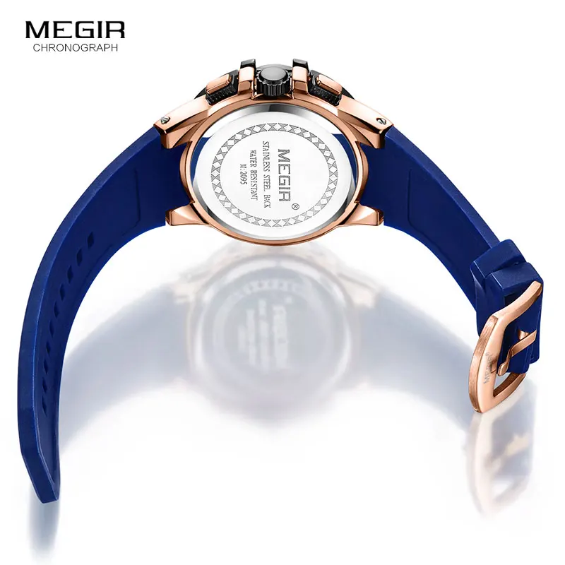 

MEGIR Men's Chronograph Quartz Watches 2019 New Military Sport Wristwatch Top Brand Luminous Relogios Masculino Clock M2095 Blue