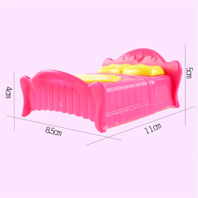 Принцесса Кукла аксессуары Розовая кровать кукла мебель спальня двуспальная с