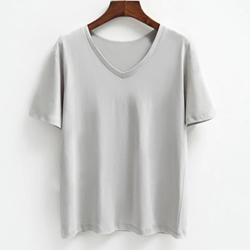 Футболка с коротким рукавом V-образным вырезом для отдыха лето 2020 | Женская одежда