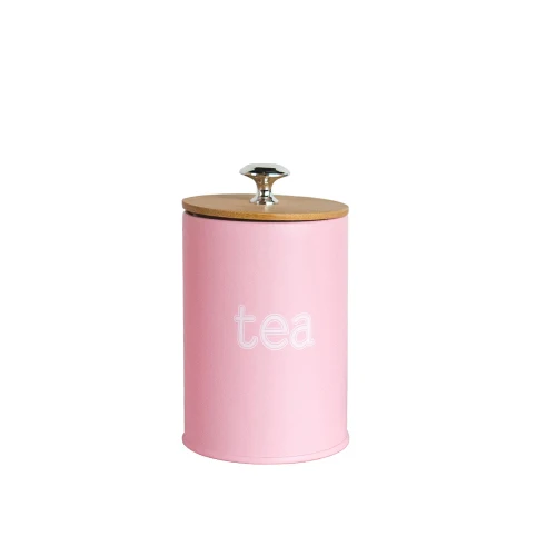 PINK-TEA Креативные деревянные емкости для хранения, стальные кухонные принадлежности, Многофункциональные цветные банки для чая, кофе, сахара, квадратный футляр, чехол для дома - Цвет: PINK-TEA