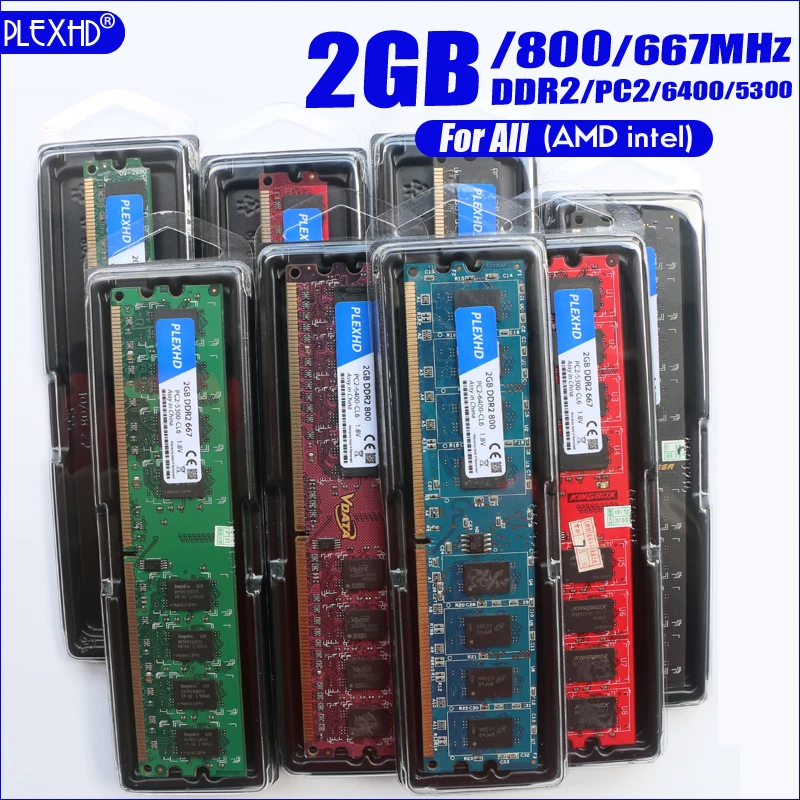PLEXHD Настольный ПК Память RAM Memoria модуль DDR2 800 МГц 667 МГц PC2 6400 5300 1 Гб 2 ГБ 4 ГБ 8 ГБ 240 контакты для всех(для intel amd