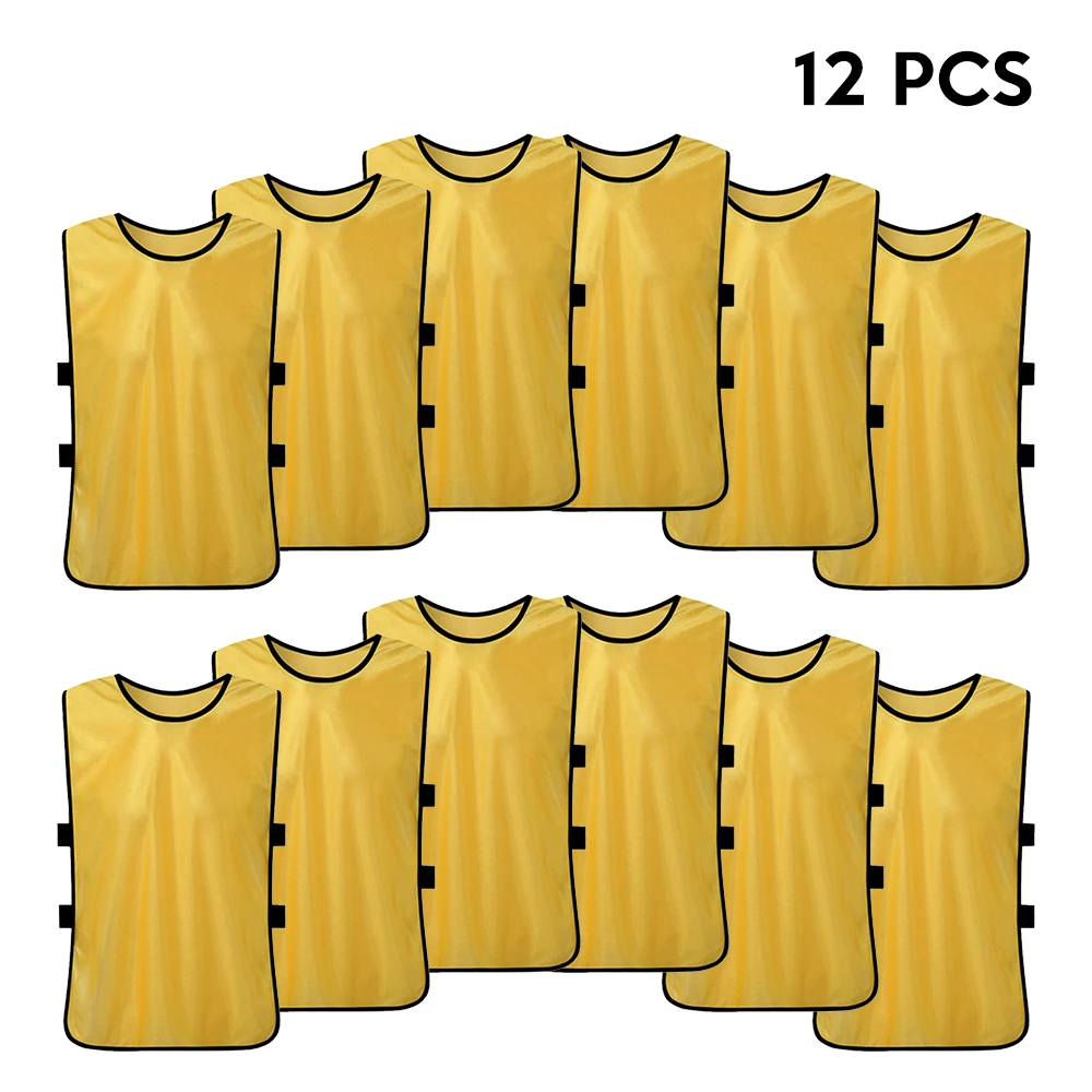 gold 12 шт. взрослый футбол Pinnies быстросохнущие футбольные майки жилет Scrimmage практика спортивный жилет дышащий командный тренировочный нагрудник - Цвет: gold
