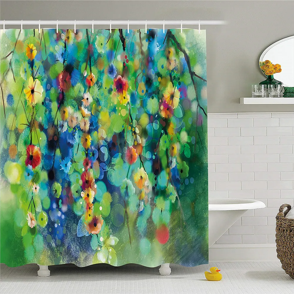 Акварельный домашний Цветочный декор занавеска для душа от LIBIN яркие цветы