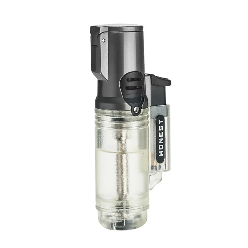 100 шт./лот HONEST зажигалка с тремя фонариками синим пламенем бутановые газовые