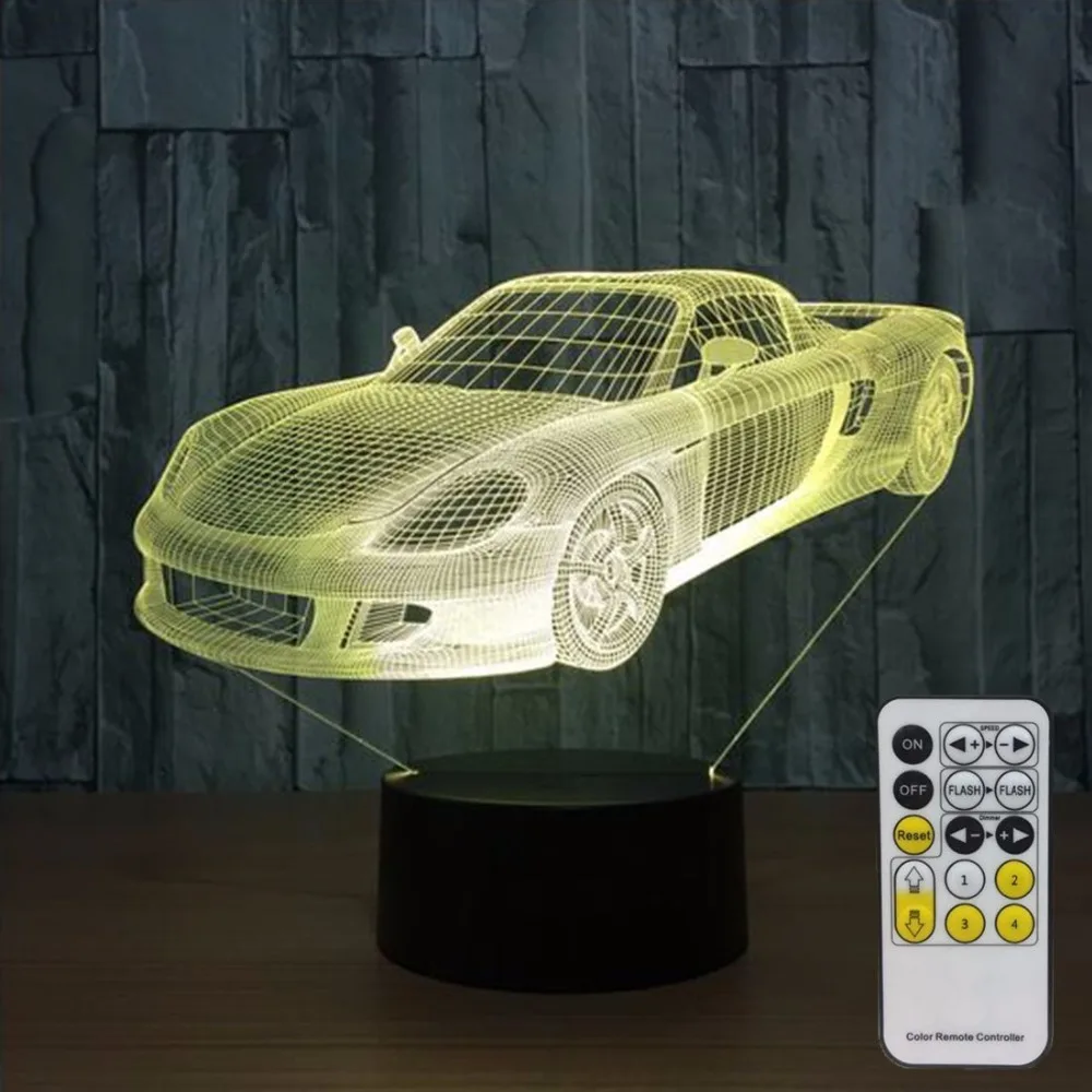 Автомобиль настольная лампа 3D ночные светильники для детей с пультом