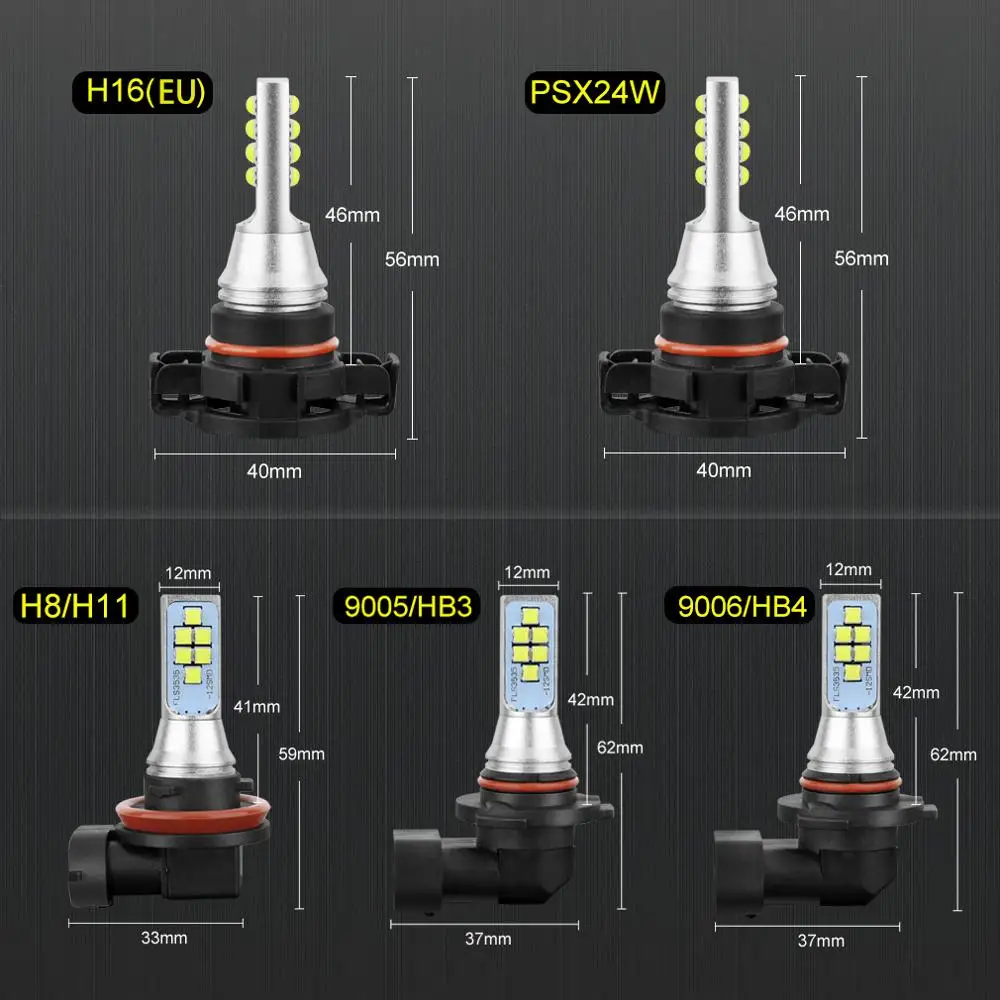 S &amp D HB4 светодиодный ные Противотуманные фары H11 H8 лампы 3535 чип HB3/9005 9006 PSX24W H16