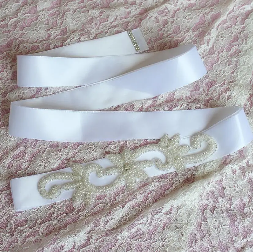 Ayicuthia ручной работы с жемчугом и атласный ремешок для свадебного платья