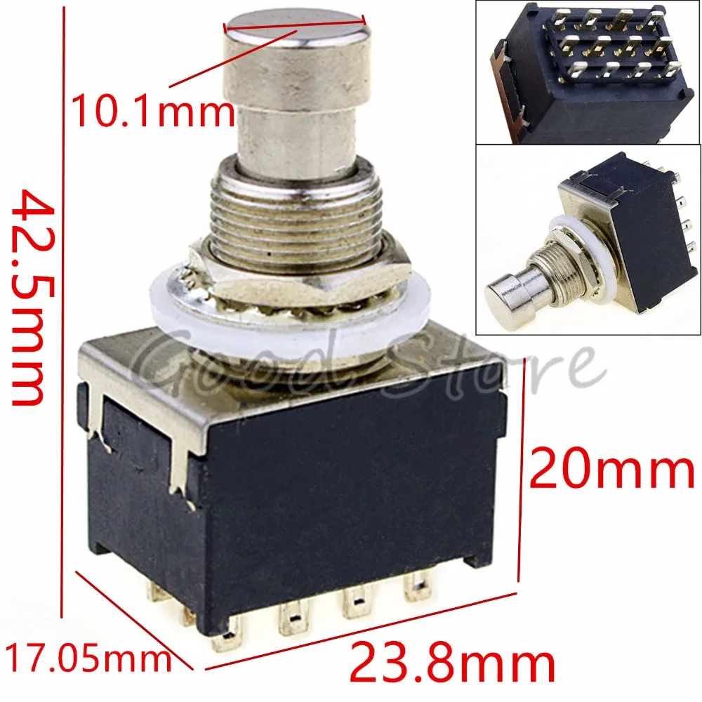 1 шт. 12 мм 12Pin пайка 4PDT фиксирующий Металлический ножной переключатель для