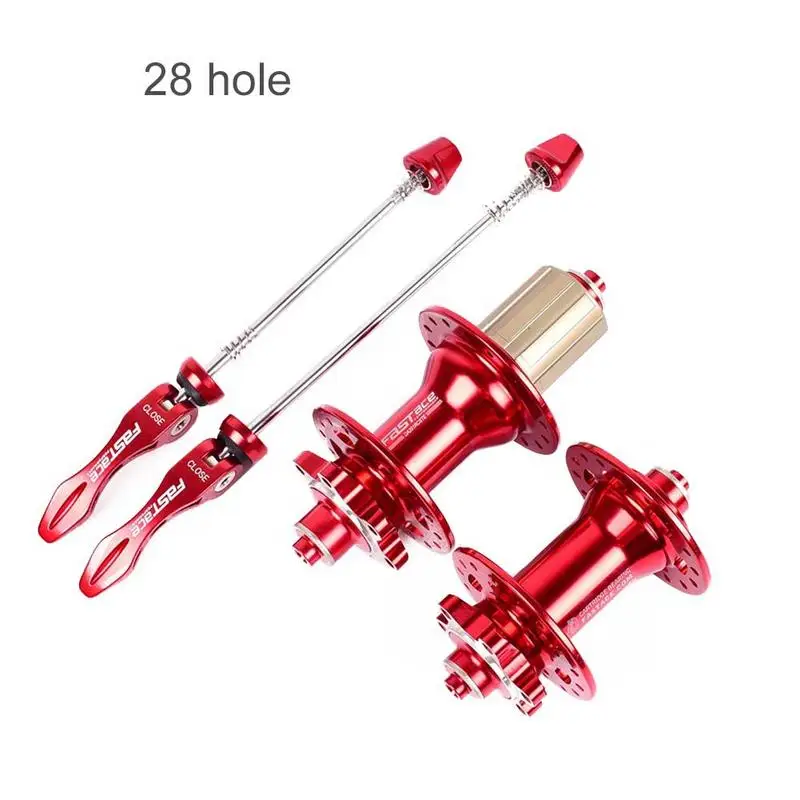 Red 28 Hole Алюминиевый сплав 4 подшипника MTB горный велосипед передний задний Концентратор Набор 24 28 32 отверстия дисковый тормоз велосипедный концентратор с быстрым Realease - Цвет: Red 28 Hole