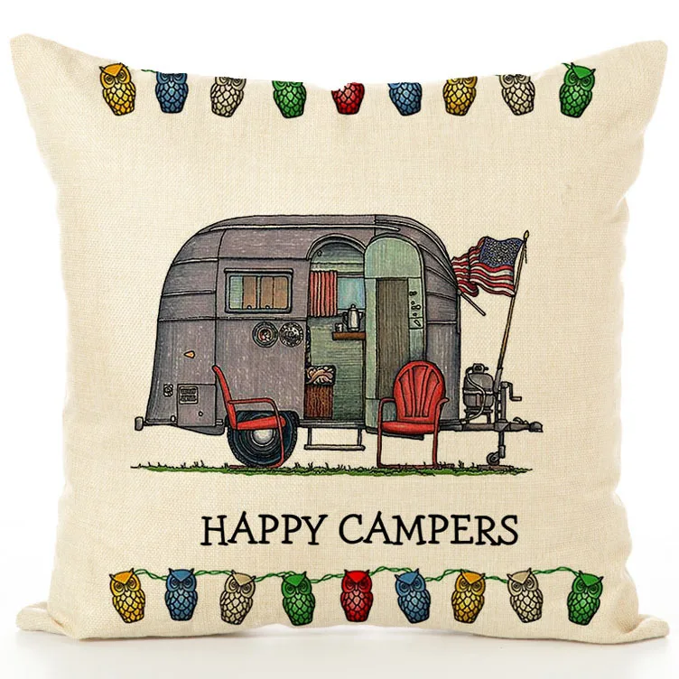 Happy Camper Чехлы для подушек несколько RV один принт дома гостиной диван украшения наволочки - Цвет: 12