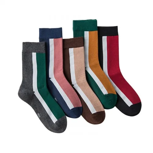 3 color shutiaoA Новые осенние женские носки с двойной иглой из хлопка Retro College Wind женские длинные носки без пятки 3 пар/лот = 6 штук - Цвет: 3 color shutiaoA