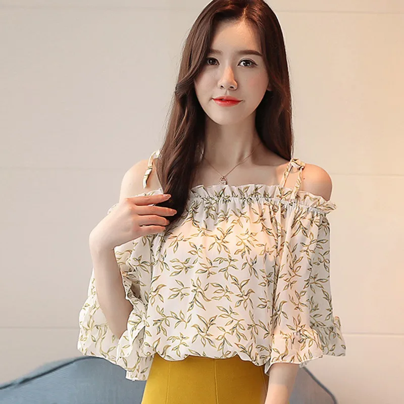 

2020 Summer Women Sweet Blouse Streetwear Off Shoulder Short Sleeve Blouses Tunic Ladies Shirts Tops