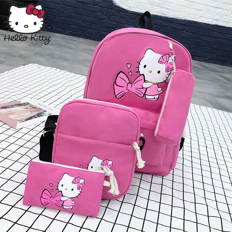 Hello kitty мультяшная сумка для девочек Кроссбоди 4 в 1 Детская тоут Холщовый плюшевый