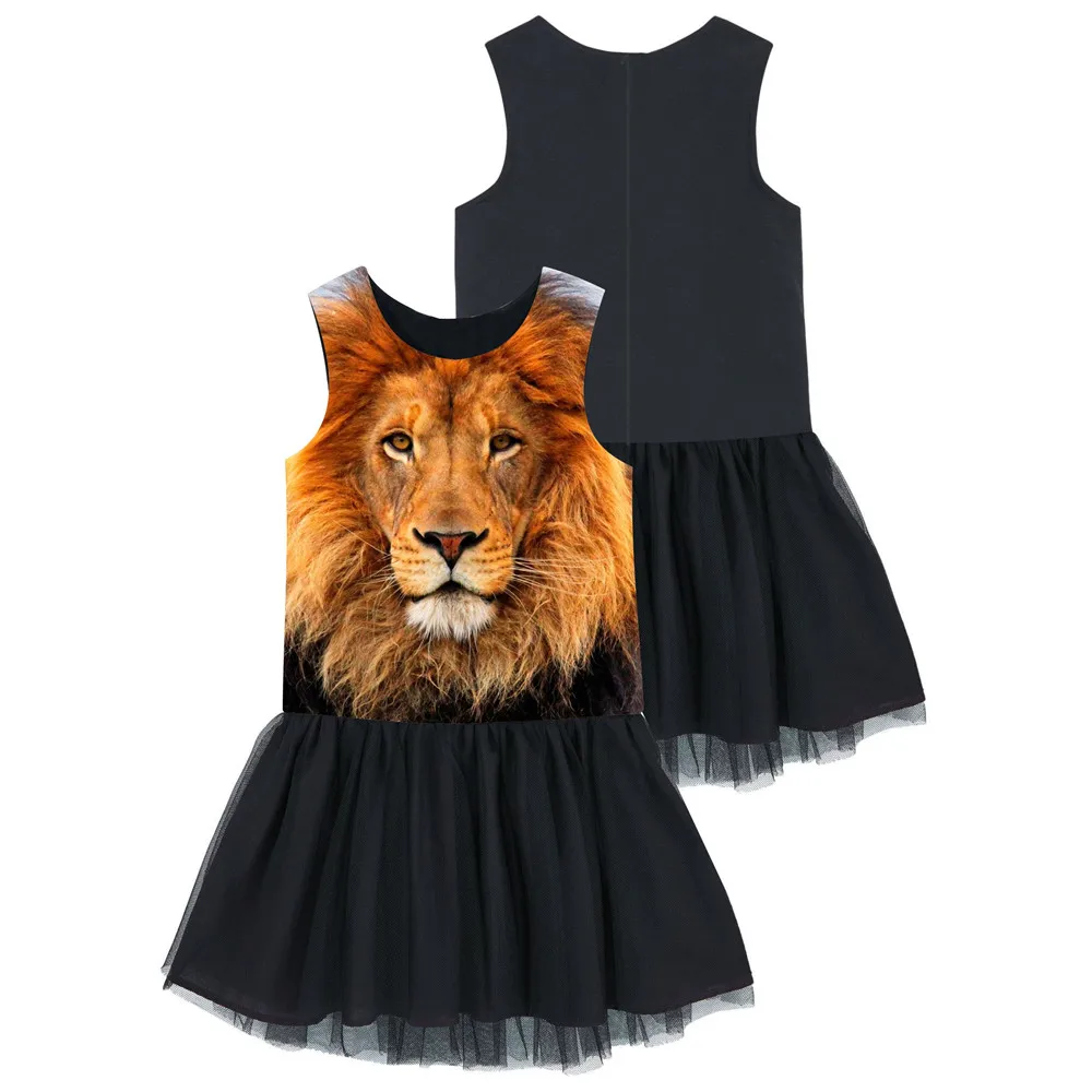 Платье для девочек-подростков платье с животным принтом Львов костюмы без