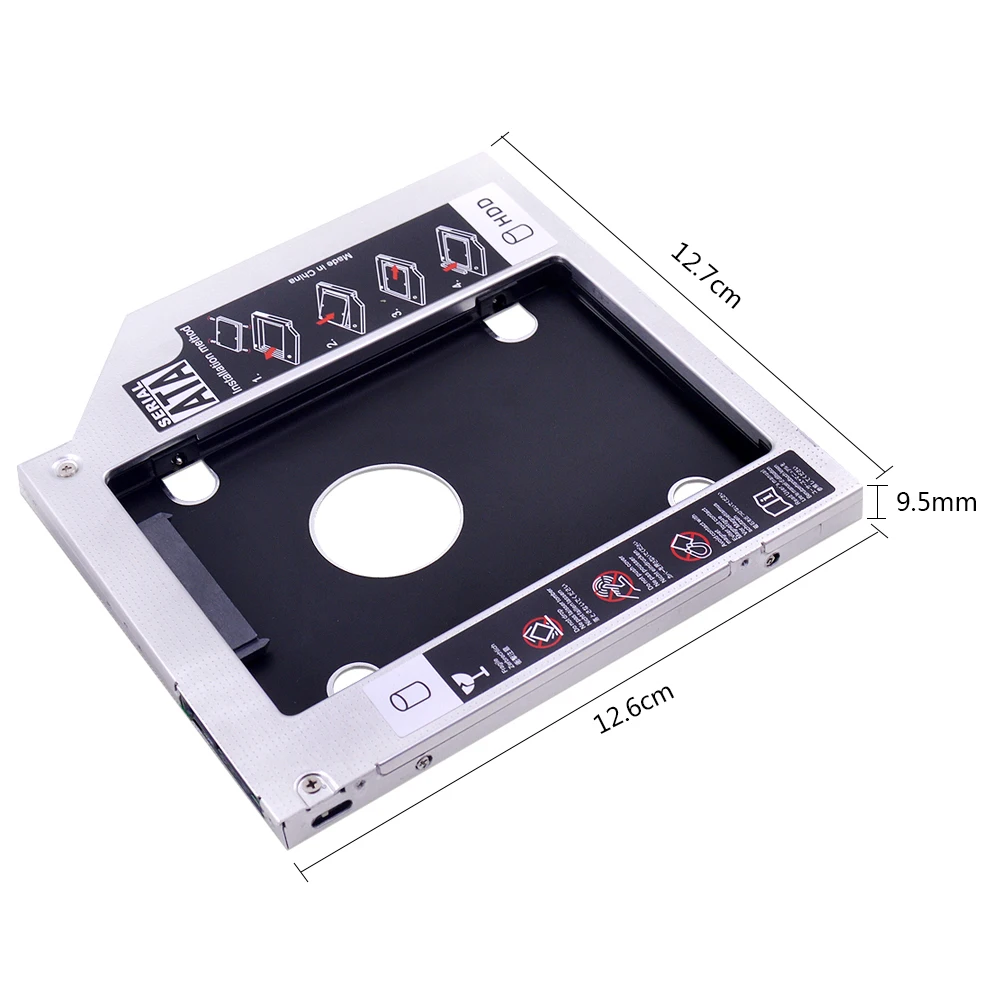CHIPAL 10 шт. Универсальный алюминиевый 2 й HDD Caddy 9 5 мм SATA 3 0 Корпус для ноутбука DVD/CD ROM