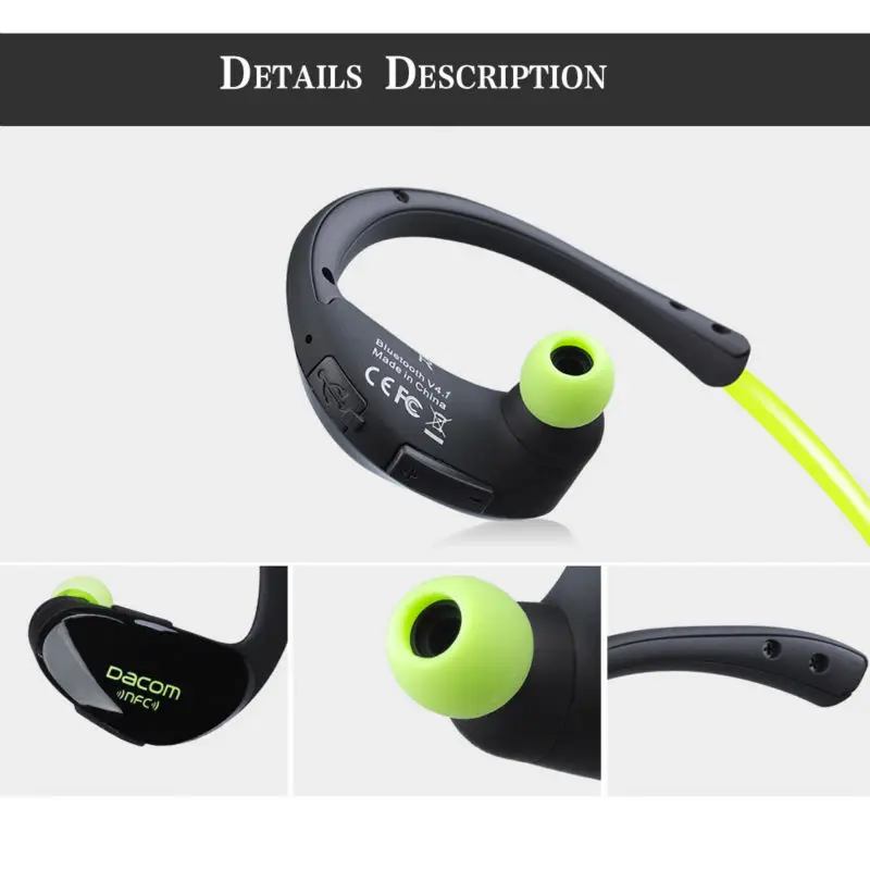 Dacom Athlete NFC Беспроводные с заушными крючками Спортивные Bluetooth 4 1 наушники защитой