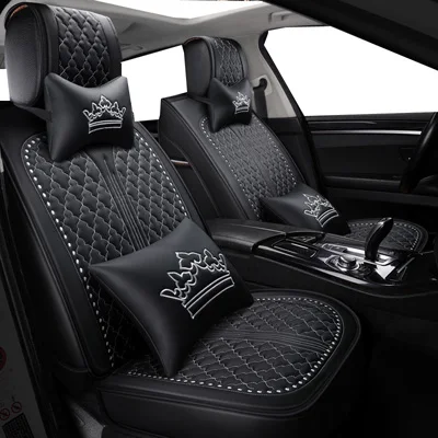 White line luxury Полный набор универсальных кожаных чехлов для автомобильных сидений для geely SX5 SX7 TX4 GC9 GX7 LC Gleagle Panda газ Волга 33105 3102 - Название цвета: White line luxury