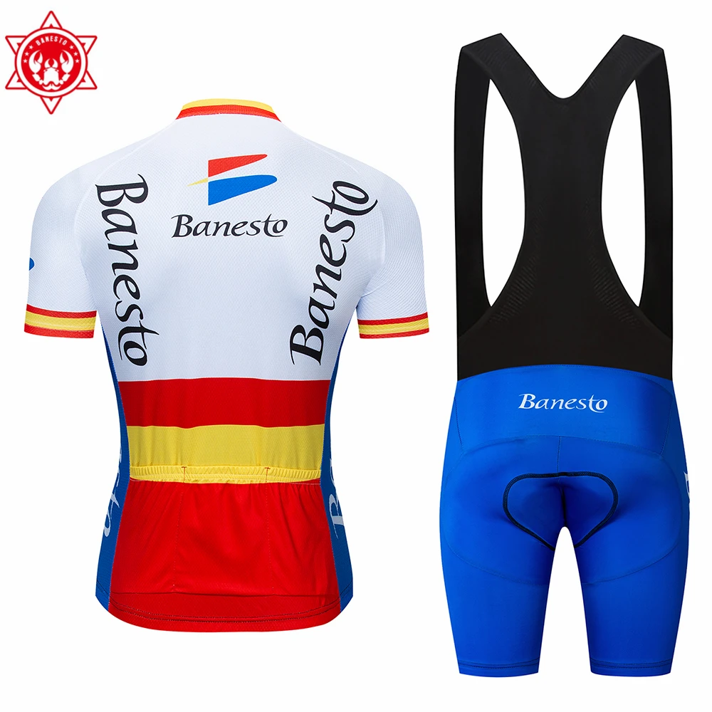 Летние велосипедный костюм, трико Ropa Ciclismo MTB велосипеда костюмы Спортивная костюм Велоспорт Banesto Джерси комплект