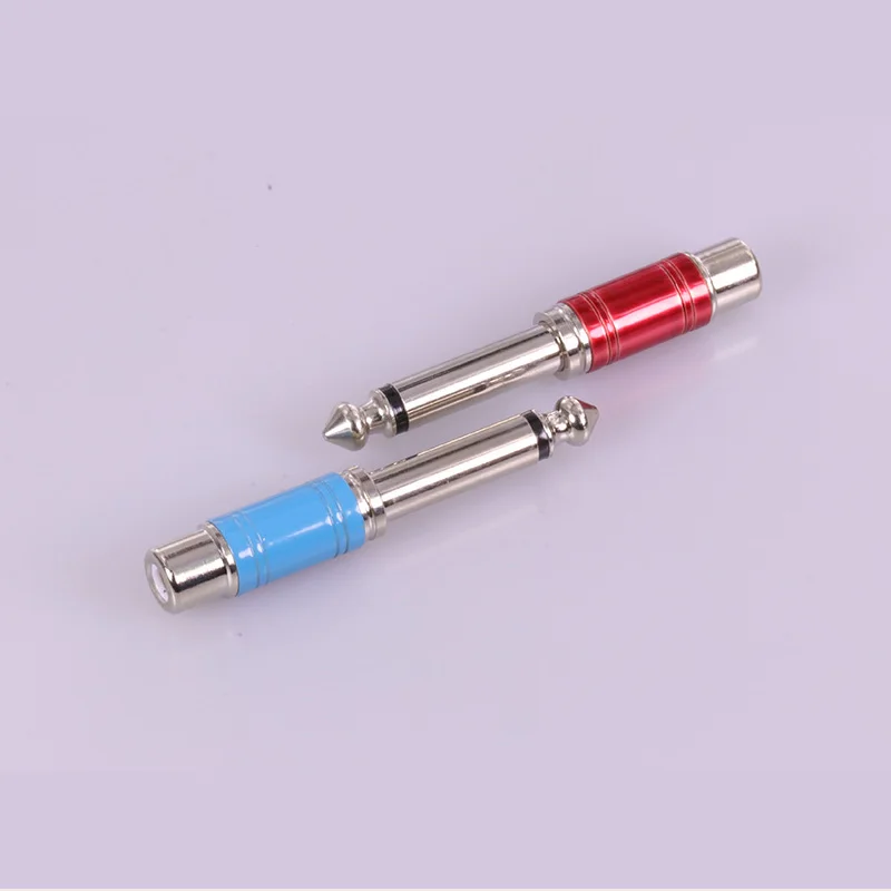 Высокое качество синий и красный никелевый разъем RCA аудио 6 35 мм моно на кабель