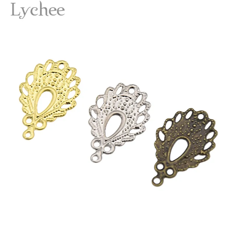 Lychee срок службы 50 шт. перо в форме филигранные цветы ломтик из полотого металла