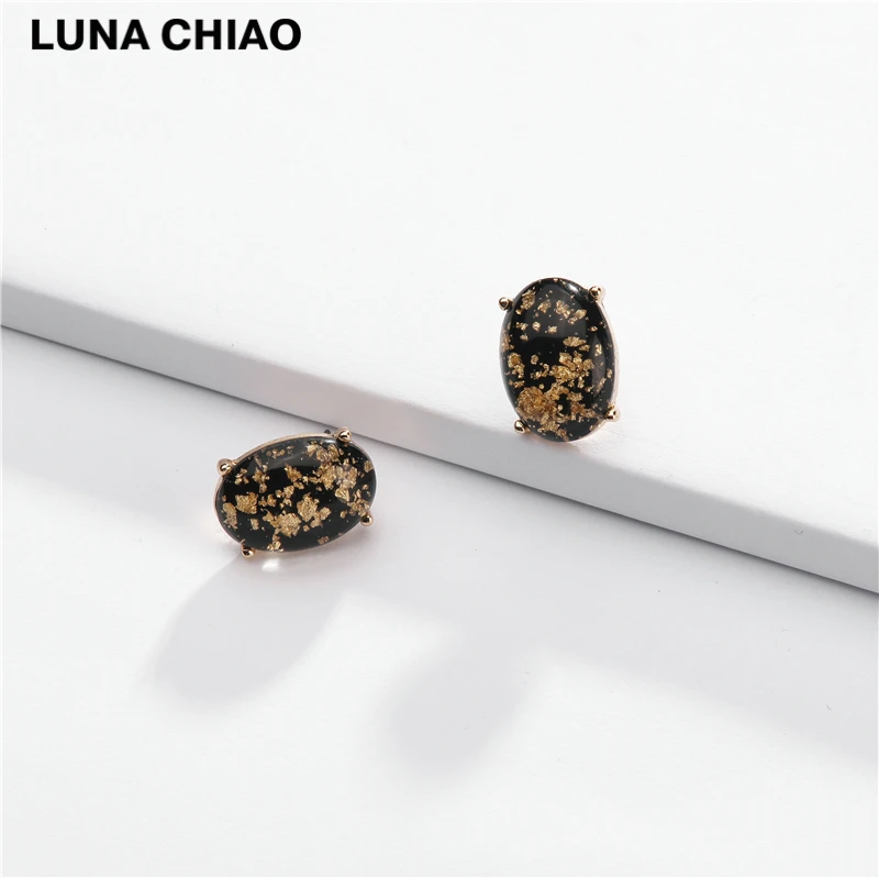 Женские металлические серьги-гвоздики LUNA CHIAO модные ювелирные изделия овальной