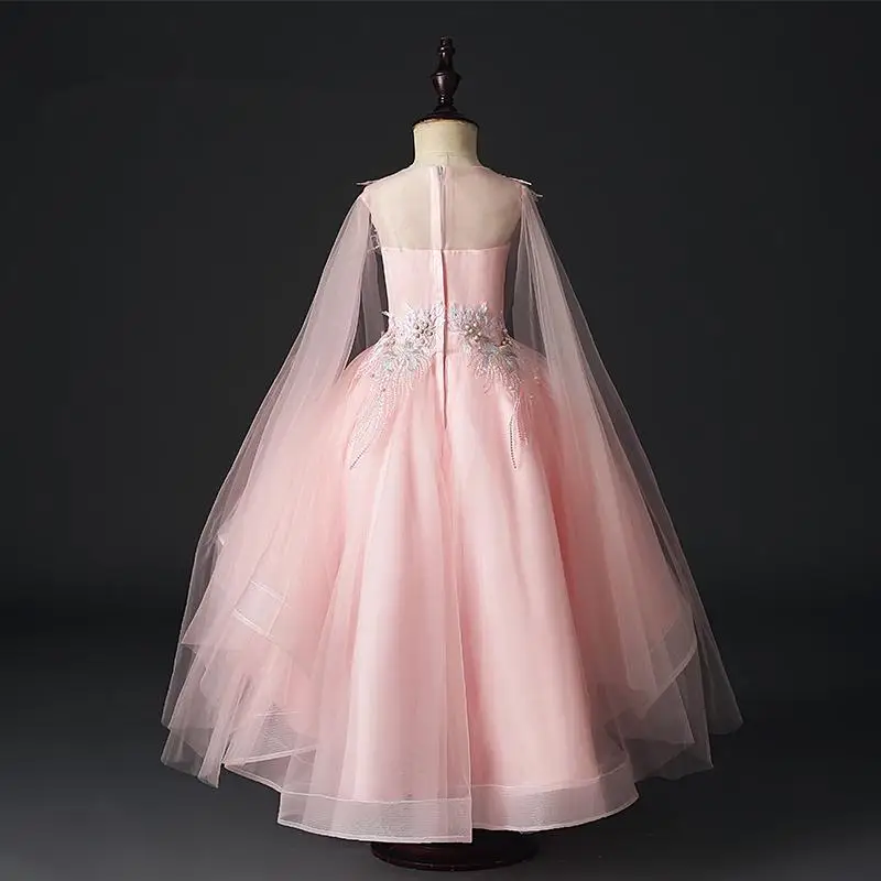 Flower Girls Trailing Dress Kids Ball Gown Sequin Wedding Dresses Princess Beading Birthday 2019 Children Runway | Детская одежда и