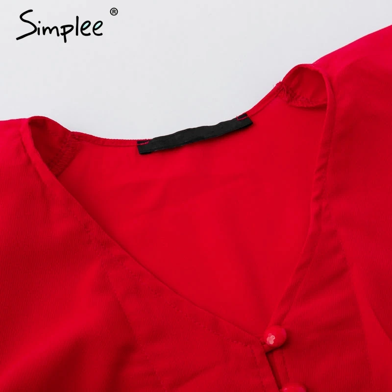 Simplee Elegant v neck long sleeve buttons women blouse shirt Ruffles solid autumn Blusas Tops Casual outwear blusas feminina |