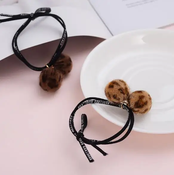 F 59 леопардовая резинка для волос с шариком обруч 2019 Лидер продаж модная женская