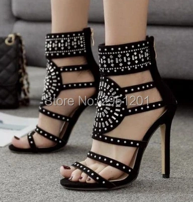 Женские ботильоны на высоком каблуке с кристаллами|rhinestone gladiator sandals|gladiator sandalssandals