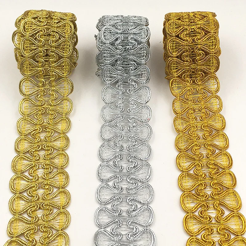 

5m/lot Lace Trim Fabric Sewing Lace Gold Silver Butterfly Braided Lace Ribbon Curve Lace DIY Clothes Accessories Wedding Crafts