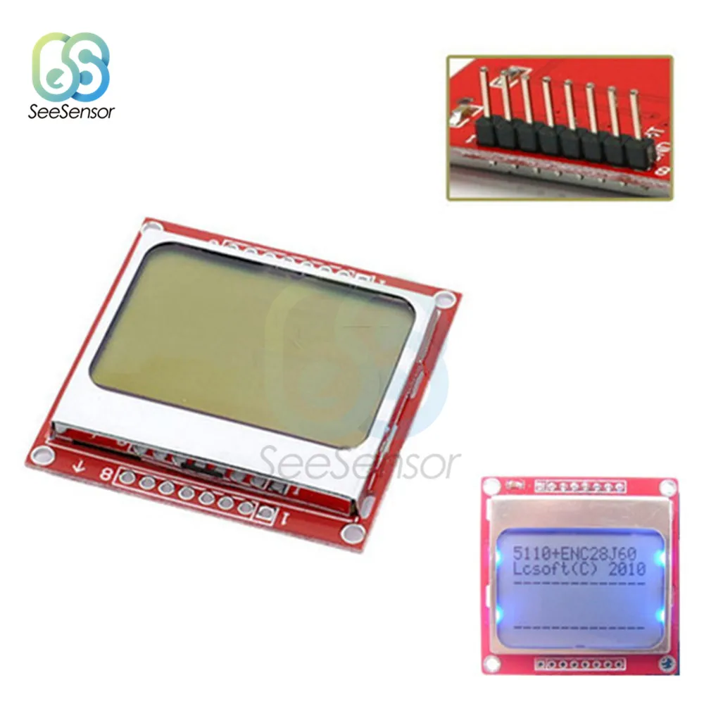 Плата для модуля ЖК дисплея с белой и синей подсветкой 84*48 84x84 Nokia 5110 Arduino Комплект