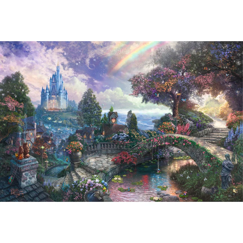 Horizontal vinyl cloth fairyland castle fower garden photography backdrops for newborn children photo studio portrait background |