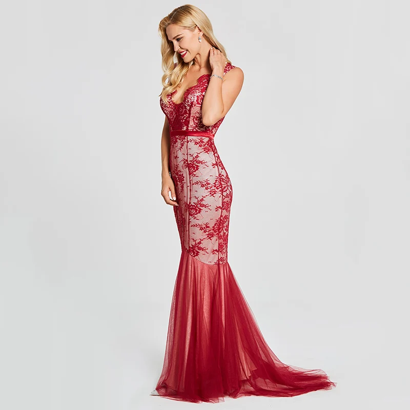 Женское кружевное вечернее платье с открытой спиной без рукавов|formal evening dress|evening