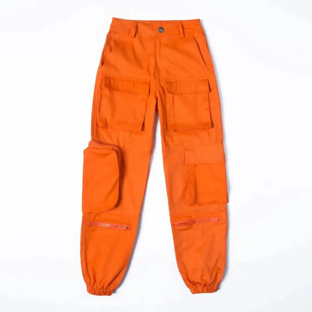 Женские шаровары с карманами повседневные свободные брюки карго высокой талией 3