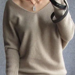 Кашемировый шерстяной свитер и модные пуловеры с V-образным вырезом длинными