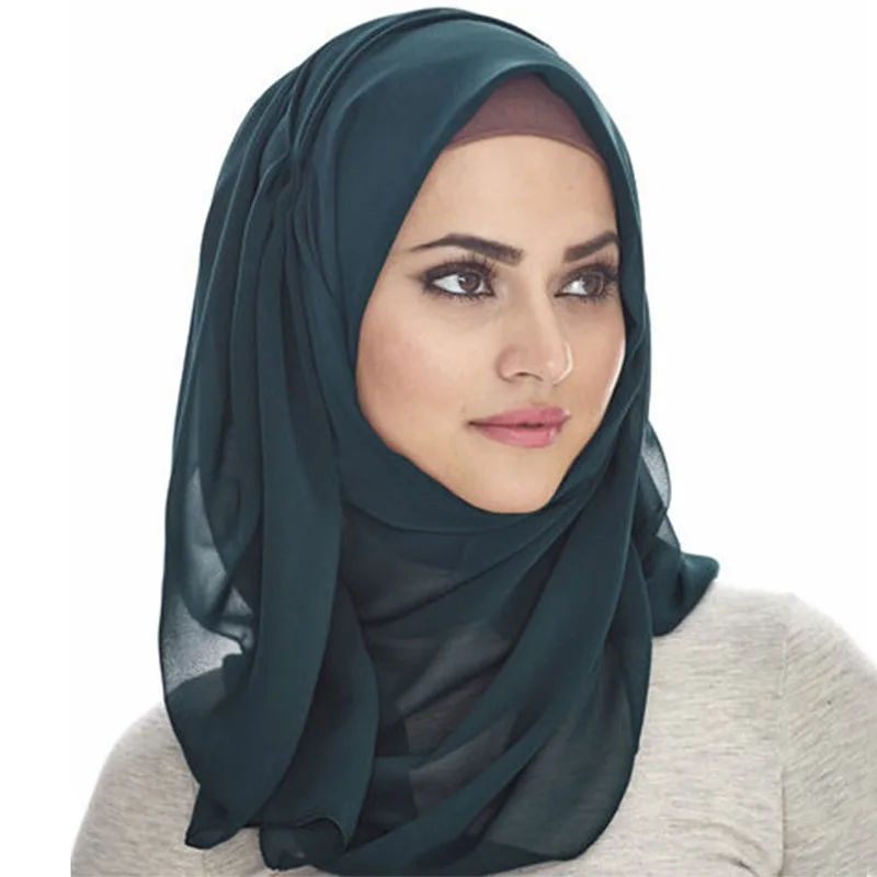Spring Bandana Headband Hijabs Women Bubble Chiffon Scarf Hijab Wrap Solid Color Shawls Muslim Scarves | Аксессуары для одежды