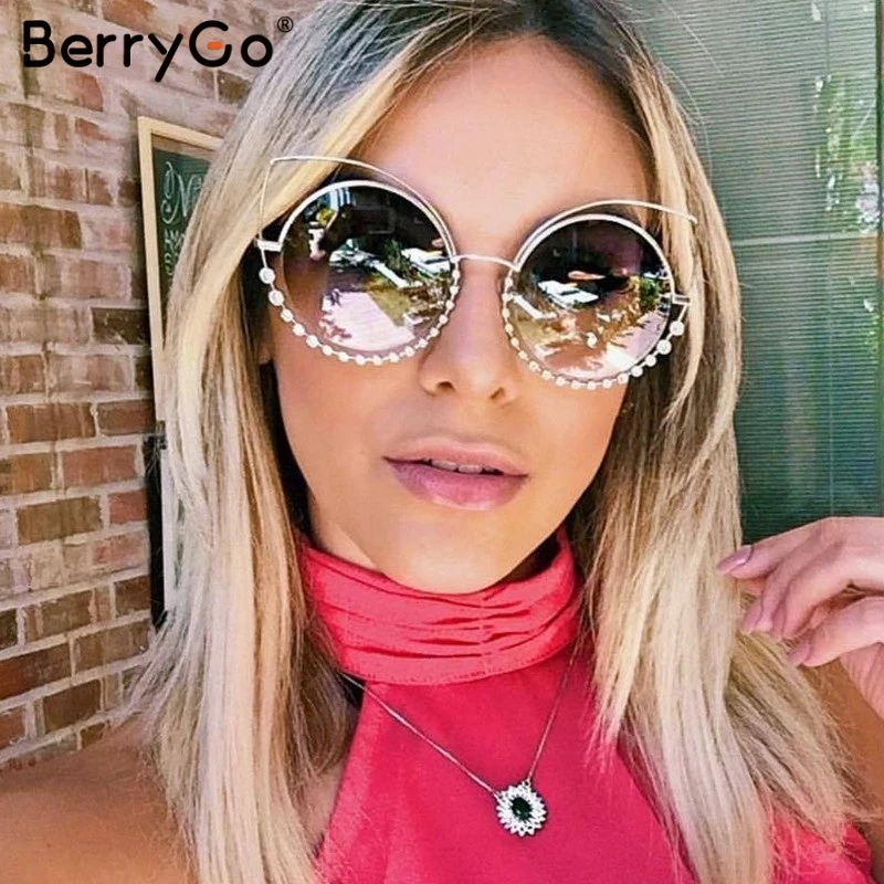 BerryGo кошачий глаз женские солнцезащитные очки сплав кристалл бисер Ретро стиль