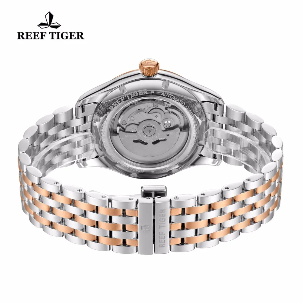 Новинка Reef Tiger/RT мужские роскошные аналоговые автоматические часы белый циферблат часы в простом стиле RGA823G