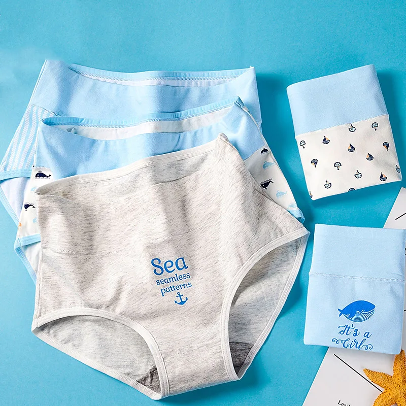 Женские трусики с высокой талией 4 шт./компл. милое нижнее белье из дышащего